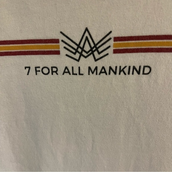 7 For All Mankind Shirt Mens White Short Sleeve 7FAM Graphic Logo Cotton Size L - Picture 1 of 8